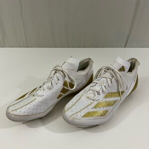 Adidas Adizero White and Gold Sports Cleats